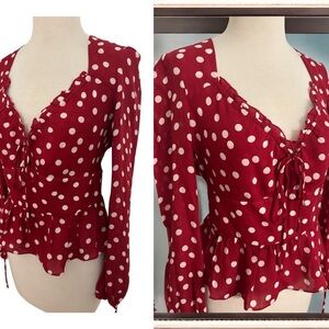 Intermix Red Polka Dot Blouse Women’s Size 4 Eve Elena Gilbert Felicity Smoak